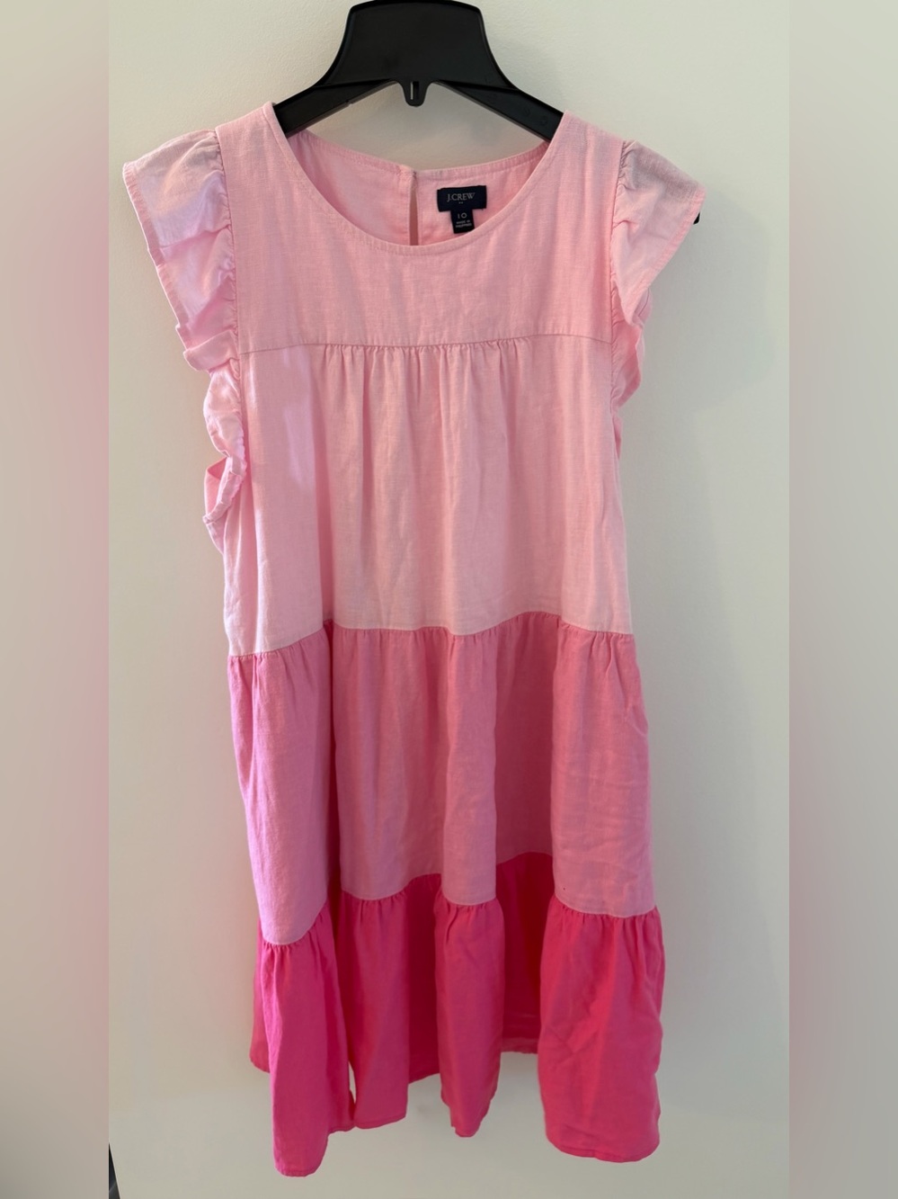 J. Crew Factory Women's Pink Tiered Cotton Dress in Light and Hot Pink